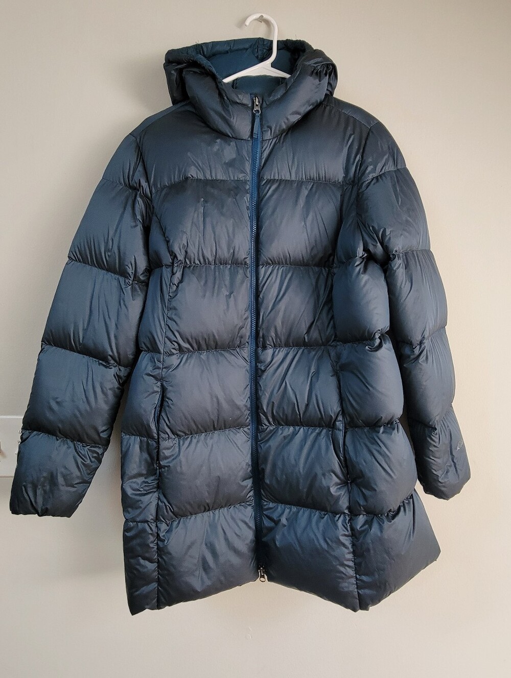 Eddie Bauer Luna Peak Down Parka Peacock 550 Fill Power Puffer Women Size XL